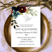 Burgundy Blue Floral Cross Two wird eine Hochzeit