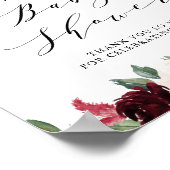 Burgundy & Blue Floral Garland Baby Dusche Willkom Poster (Ecke)