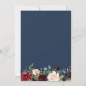 Burgundy Blue Floral Geometric Graduation Party Einladung (Rückseite)