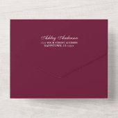 Burgundy Blue Floral Gold Wedding All In One Einladung (Rückseite)