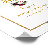 Burgundy Blue Floral Gold Wedding Mimosa Bar Poster (Ecke)