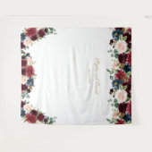 Burgundy Blue Floral Wedding Foto Stand Hintergrun Wandteppich (Vorderseite (Horizontal))