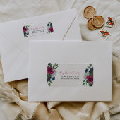 Burgundy Blue Floral Wedding Rücksendeadresse