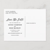 Burgundy & Blue Floral Wreath Foto Save the Date Ankündigungspostkarte (Rückseite)