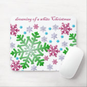 Burgundy Blue Green & Silver Snowflakes Mousepad (Mit Mouse)