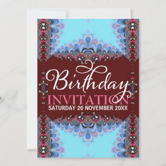 Burgundy Blue Lace Erwachsene Einladungen zum Gebu