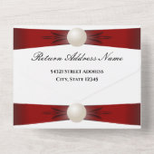 Burgundy & Blue Pearl Ribbon Wedding & UAWG All All In One Einladung (Rückseite)