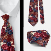 Burgundy Blue Periwinkle Blush Pink Floral Krawatte