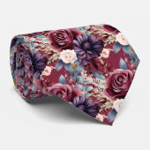 Burgundy Blue Periwinkle Blush Pink Floral Krawatte (Gerollt)