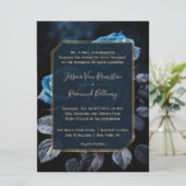 Burgundy Blue Rose Hochzeit Einladung (Stehend Vorderseite)