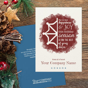 Burgundy & Blue Snowflake Business Holiday Card Einladung
