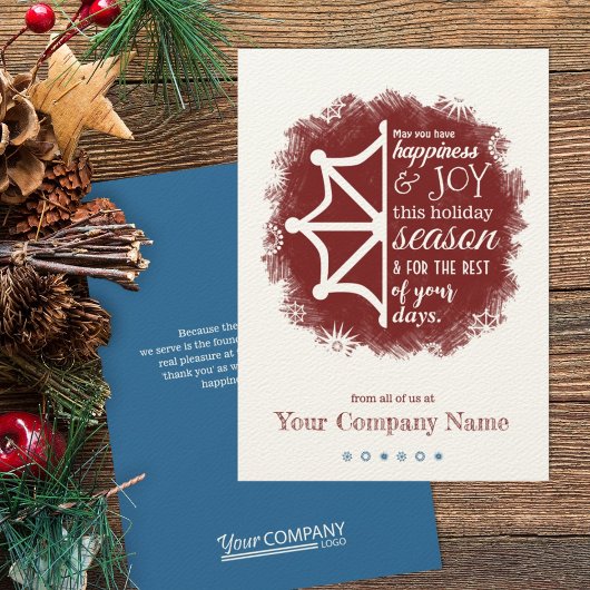 Burgundy & Blue Snowflake Business Holiday Card Einladung