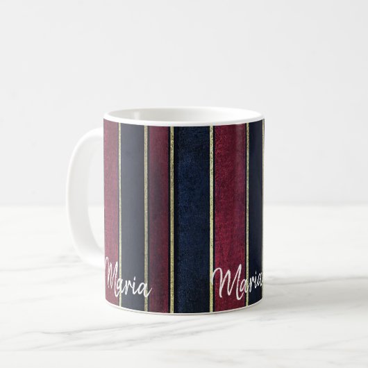 Burgundy Blue Stripe Tasse (Vorderseite Links)