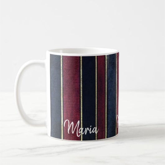 Burgundy Blue Stripe Tasse (Links)
