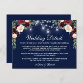 Burgundy Blue Wedding Details Beilage Karte B (Vorne/Hinten)