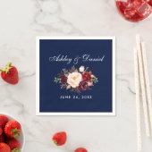 Burgundy Blue Wedding Watercolor Floral Serviette (Beispiel)