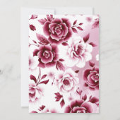 Burgundy Blume Aquarell Waschmädchen Taufe Einladung (Rückseite)