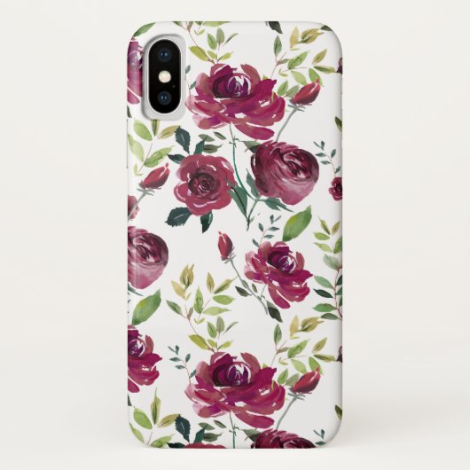 Burgundy-Blume | Blumenmuster Case-Mate iPhone Hülle (Rückseite)
