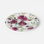 Burgundy-Blume | Blumenmuster Pappteller (Schrägansicht)