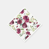 Burgundy-Blume | Blumenmuster Serviette (Ecke)