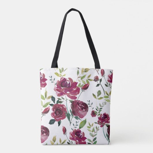 Burgundy-Blume | Blumenmuster Tasche (Rückseite)