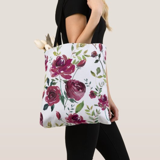 Burgundy-Blume | Blumenmuster Tasche (Von Nahem)