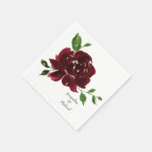 Burgundy Blume Custom Couple Names Wedding Serviette (Ecke)