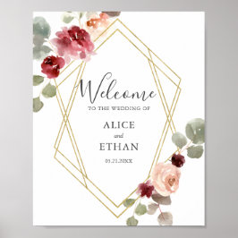 Burgundy Blume Eukalyptus Wedding Welcome Poster