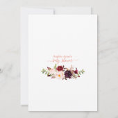 Burgundy-Blume fühlen Virtual Baby-Dusche per Mail Einladung (Rückseite)