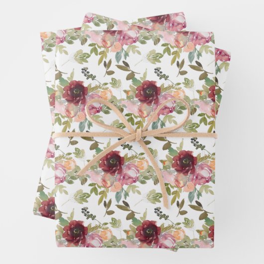 Burgundy-Blume Geschenkpapier Set (Beispiel)