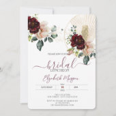 Burgundy Blume Glitzer Glass Bridal Luncheon Einladung (Vorderseite)