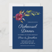Burgundy Blume Hochzeit Probe Dinner Einladung (Vorderseite)