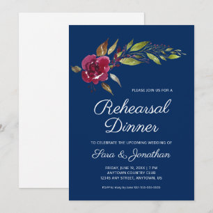 Burgundy Blume Hochzeit Probe Dinner Einladung