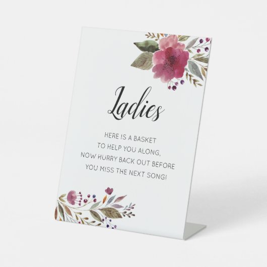 Burgundy Blume Ladys Bathroom Basket Wedding Sockelschild (Vorderseite)