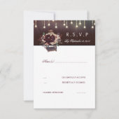 Burgundy Blume Lanter Rustic Wedding RSVP Card (Vorderseite)
