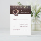 Burgundy Blume Lanter Rustic Wedding RSVP Card (Stehend Vorderseite)