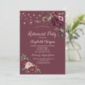 Burgundy Blume Lights Burgund Rente Einladung (Stehend Vorderseite)