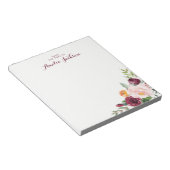 Burgundy Blume Personalisierte Notepad Stationieru Notizblock (angewinkelt)