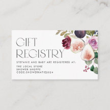 Burgundy Blume und Figs Baby Shower Registry