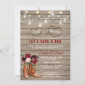 Burgundy Blume Western Cowboy Boots Ich mache GRIL Einladung (Vorderseite)