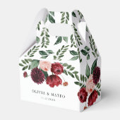 Burgundy Blume Winter Wedding Favor Box Geschenkschachtel (Rückseite)