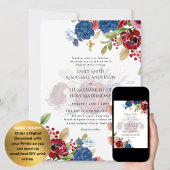 Burgundy Blumen Katholische Hochzeit der Messe Einladung