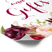 Burgundy Blumenkarten und Geschenke Hochzeitspende Poster (Ecke)