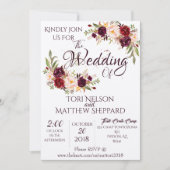 Burgundy Blumenwasser Farbe - einfache Linien Einladung (Vorderseite)