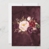 Burgundy Blumenwasser Farbe - einfache Linien Einladung (Rückseite)