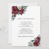 Burgundy Blumenweihnachtsthema Holiday Moving Ankündigung (Rückseite)