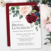 Burgundy Blush and Navy Floral Bridal Luncheon Einladung