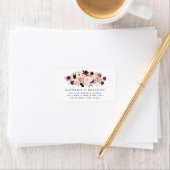 Burgundy Blush Bloral Bridge & Groom-Adresse Adressaufkleber (Insitu)