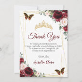 Burgundy Blush Bloral Butterfly Danke Karte (Vorderseite)