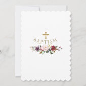Burgundy Blush Bloral Gold Glitzer Frame Taufe Einladung (Rückseite)